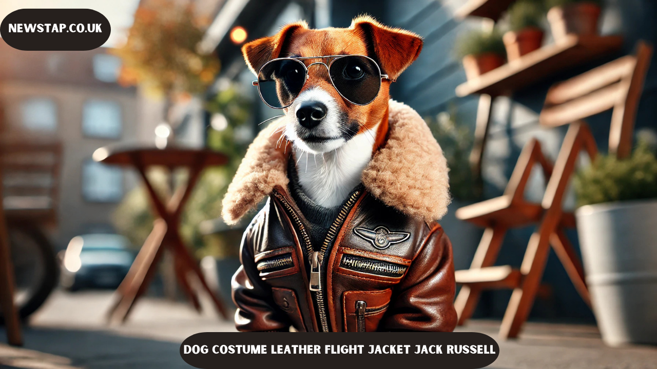 Dog Costume Leather Flight Jacket Jack Russell
