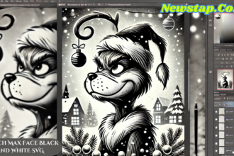 Grinch Max Face Black and White SVG