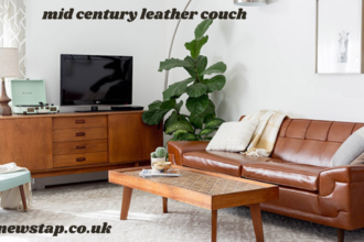 mid century leather couch