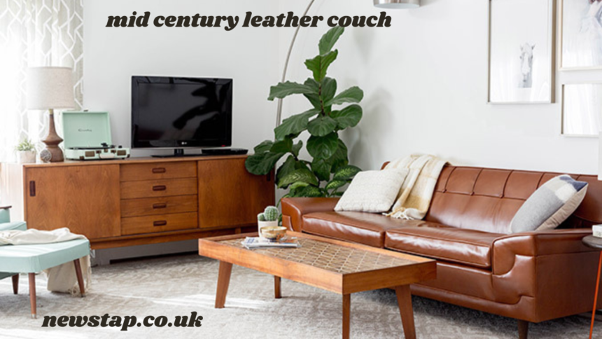 mid century leather couch